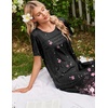 image:imageEkouaer Nightgowns for Women Long Night Gown Pleated Moo Moos Short Sleeve House Dress Plus Size Lounge Dress S5XLBlack Sakura