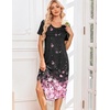 image:imageEkouaer Nightgowns for Women Long Night Gown Pleated Moo Moos Short Sleeve House Dress Plus Size Lounge Dress S5XLBlack Sakura