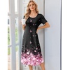 image:imageEkouaer Nightgowns for Women Long Night Gown Pleated Moo Moos Short Sleeve House Dress Plus Size Lounge Dress S5XLBlack Sakura