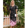 image:imageEkouaer Nightgowns for Women Long Night Gown Pleated Moo Moos Short Sleeve House Dress Plus Size Lounge Dress S5XLBlack Sakura