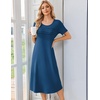 image:imageEkouaer Nightgowns for Women Long Night Gown Pleated Moo Moos Short Sleeve House Dress Plus Size Lounge Dress S5XLBlue