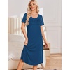 image:imageEkouaer Nightgowns for Women Long Night Gown Pleated Moo Moos Short Sleeve House Dress Plus Size Lounge Dress S5XLBlue