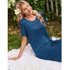 image:imageEkouaer Nightgowns for Women Long Night Gown Pleated Moo Moos Short Sleeve House Dress Plus Size Lounge Dress S5XLBlue