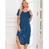 image:imageEkouaer Nightgowns for Women Long Night Gown Pleated Moo Moos Short Sleeve House Dress Plus Size Lounge Dress S5XLBlue