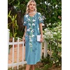 image:imageEkouaer Nightgowns for Women Long Night Gown Pleated Moo Moos Short Sleeve House Dress Plus Size Lounge Dress S5XLBlue Floral