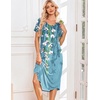 image:imageEkouaer Nightgowns for Women Long Night Gown Pleated Moo Moos Short Sleeve House Dress Plus Size Lounge Dress S5XLBlue Floral