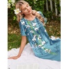image:imageEkouaer Nightgowns for Women Long Night Gown Pleated Moo Moos Short Sleeve House Dress Plus Size Lounge Dress S5XLBlue Floral