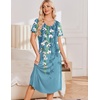 image:imageEkouaer Nightgowns for Women Long Night Gown Pleated Moo Moos Short Sleeve House Dress Plus Size Lounge Dress S5XLBlue Floral