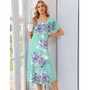 image:imageEkouaer Nightgowns for Women Long Night Gown Pleated Moo Moos Short Sleeve House Dress Plus Size Lounge Dress S5XLBlue Flower