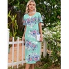 image:imageEkouaer Nightgowns for Women Long Night Gown Pleated Moo Moos Short Sleeve House Dress Plus Size Lounge Dress S5XLBlue Flower