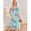 image:imageEkouaer Nightgowns for Women Long Night Gown Pleated Moo Moos Short Sleeve House Dress Plus Size Lounge Dress S5XLBlue Flower
