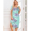 image:imageEkouaer Nightgowns for Women Long Night Gown Pleated Moo Moos Short Sleeve House Dress Plus Size Lounge Dress S5XLBlue Flower
