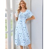 image:imageEkouaer Nightgowns for Women Long Night Gown Pleated Moo Moos Short Sleeve House Dress Plus Size Lounge Dress S5XLBlue Star Moon