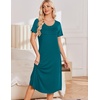 image:imageEkouaer Nightgowns for Women Long Night Gown Pleated Moo Moos Short Sleeve House Dress Plus Size Lounge Dress S5XLBluegreen