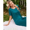 image:imageEkouaer Nightgowns for Women Long Night Gown Pleated Moo Moos Short Sleeve House Dress Plus Size Lounge Dress S5XLBluegreen