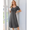image:imageEkouaer Nightgowns for Women Long Night Gown Pleated Moo Moos Short Sleeve House Dress Plus Size Lounge Dress S5XLDark Grey