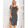image:imageEkouaer Nightgowns for Women Long Night Gown Pleated Moo Moos Short Sleeve House Dress Plus Size Lounge Dress S5XLDark Grey
