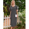 image:imageEkouaer Nightgowns for Women Long Night Gown Pleated Moo Moos Short Sleeve House Dress Plus Size Lounge Dress S5XLDark Grey