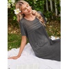 image:imageEkouaer Nightgowns for Women Long Night Gown Pleated Moo Moos Short Sleeve House Dress Plus Size Lounge Dress S5XLDark Grey