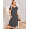 image:imageEkouaer Nightgowns for Women Long Night Gown Pleated Moo Moos Short Sleeve House Dress Plus Size Lounge Dress S5XLDark Grey