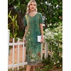 image:imageEkouaer Nightgowns for Women Long Night Gown Pleated Moo Moos Short Sleeve House Dress Plus Size Lounge Dress S5XLGreen Floral