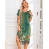 image:imageEkouaer Nightgowns for Women Long Night Gown Pleated Moo Moos Short Sleeve House Dress Plus Size Lounge Dress S5XLGreen Floral