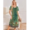 image:imageEkouaer Nightgowns for Women Long Night Gown Pleated Moo Moos Short Sleeve House Dress Plus Size Lounge Dress S5XLGreen Floral