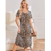 image:imageEkouaer Nightgowns for Women Long Night Gown Pleated Moo Moos Short Sleeve House Dress Plus Size Lounge Dress S5XLLeopard Print