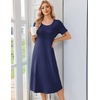 image:imageEkouaer Nightgowns for Women Long Night Gown Pleated Moo Moos Short Sleeve House Dress Plus Size Lounge Dress S5XLNavy Blue