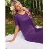 image:imageEkouaer Nightgowns for Women Long Night Gown Pleated Moo Moos Short Sleeve House Dress Plus Size Lounge Dress S5XLPurple