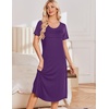 image:imageEkouaer Nightgowns for Women Long Night Gown Pleated Moo Moos Short Sleeve House Dress Plus Size Lounge Dress S5XLPurple
