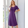 image:imageEkouaer Nightgowns for Women Long Night Gown Pleated Moo Moos Short Sleeve House Dress Plus Size Lounge Dress S5XLPurple