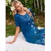 image:imageEkouaer Nightgowns for Women Long Night Gown Pleated Moo Moos Short Sleeve House Dress Plus Size Lounge Dress S5XLRoyalblue Floral