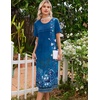 image:imageEkouaer Nightgowns for Women Long Night Gown Pleated Moo Moos Short Sleeve House Dress Plus Size Lounge Dress S5XLRoyalblue Floral