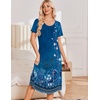 image:imageEkouaer Nightgowns for Women Long Night Gown Pleated Moo Moos Short Sleeve House Dress Plus Size Lounge Dress S5XLRoyalblue Floral