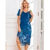 image:imageEkouaer Nightgowns for Women Long Night Gown Pleated Moo Moos Short Sleeve House Dress Plus Size Lounge Dress S5XLRoyalblue Floral