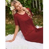 image:imageEkouaer Nightgowns for Women Long Night Gown Pleated Moo Moos Short Sleeve House Dress Plus Size Lounge Dress S5XLWine Red