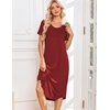 image:imageEkouaer Nightgowns for Women Long Night Gown Pleated Moo Moos Short Sleeve House Dress Plus Size Lounge Dress S5XLWine Red