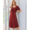 image:imageEkouaer Nightgowns for Women Long Night Gown Pleated Moo Moos Short Sleeve House Dress Plus Size Lounge Dress S5XLWine Red