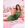 image:imageEkouaer Silky Satin Nightgown for Women Sleeveless Sleepwear Tank O Neck Night Shirts Pleated Sleepshirt Casual Dress S3XLArmy Green