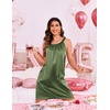 image:imageEkouaer Silky Satin Nightgown for Women Sleeveless Sleepwear Tank O Neck Night Shirts Pleated Sleepshirt Casual Dress S3XLArmy Green