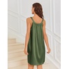 image:imageEkouaer Silky Satin Nightgown for Women Sleeveless Sleepwear Tank O Neck Night Shirts Pleated Sleepshirt Casual Dress S3XLArmy Green