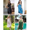image:imageEkouaer Silky Satin Nightgown for Women Sleeveless Sleepwear Tank O Neck Night Shirts Pleated Sleepshirt Casual Dress S3XLArmy Green