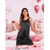 image:imageEkouaer Silky Satin Nightgown for Women Sleeveless Sleepwear Tank O Neck Night Shirts Pleated Sleepshirt Casual Dress S3XLBlack