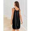 image:imageEkouaer Silky Satin Nightgown for Women Sleeveless Sleepwear Tank O Neck Night Shirts Pleated Sleepshirt Casual Dress S3XLBlack