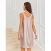 image:imageEkouaer Silky Satin Nightgown for Women Sleeveless Sleepwear Tank O Neck Night Shirts Pleated Sleepshirt Casual Dress S3XLChampagne