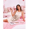 image:imageEkouaer Silky Satin Nightgown for Women Sleeveless Sleepwear Tank O Neck Night Shirts Pleated Sleepshirt Casual Dress S3XLChampagne