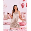 image:imageEkouaer Silky Satin Nightgown for Women Sleeveless Sleepwear Tank O Neck Night Shirts Pleated Sleepshirt Casual Dress S3XLChampagne