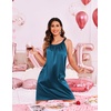 image:imageEkouaer Silky Satin Nightgown for Women Sleeveless Sleepwear Tank O Neck Night Shirts Pleated Sleepshirt Casual Dress S3XLDeep Blue
