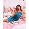 image:imageEkouaer Silky Satin Nightgown for Women Sleeveless Sleepwear Tank O Neck Night Shirts Pleated Sleepshirt Casual Dress S3XLDeep Blue